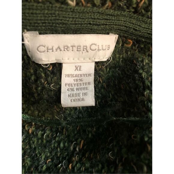 Charter Club green mixed knit open front wool blend cardigan XL - Picture 11 of 11